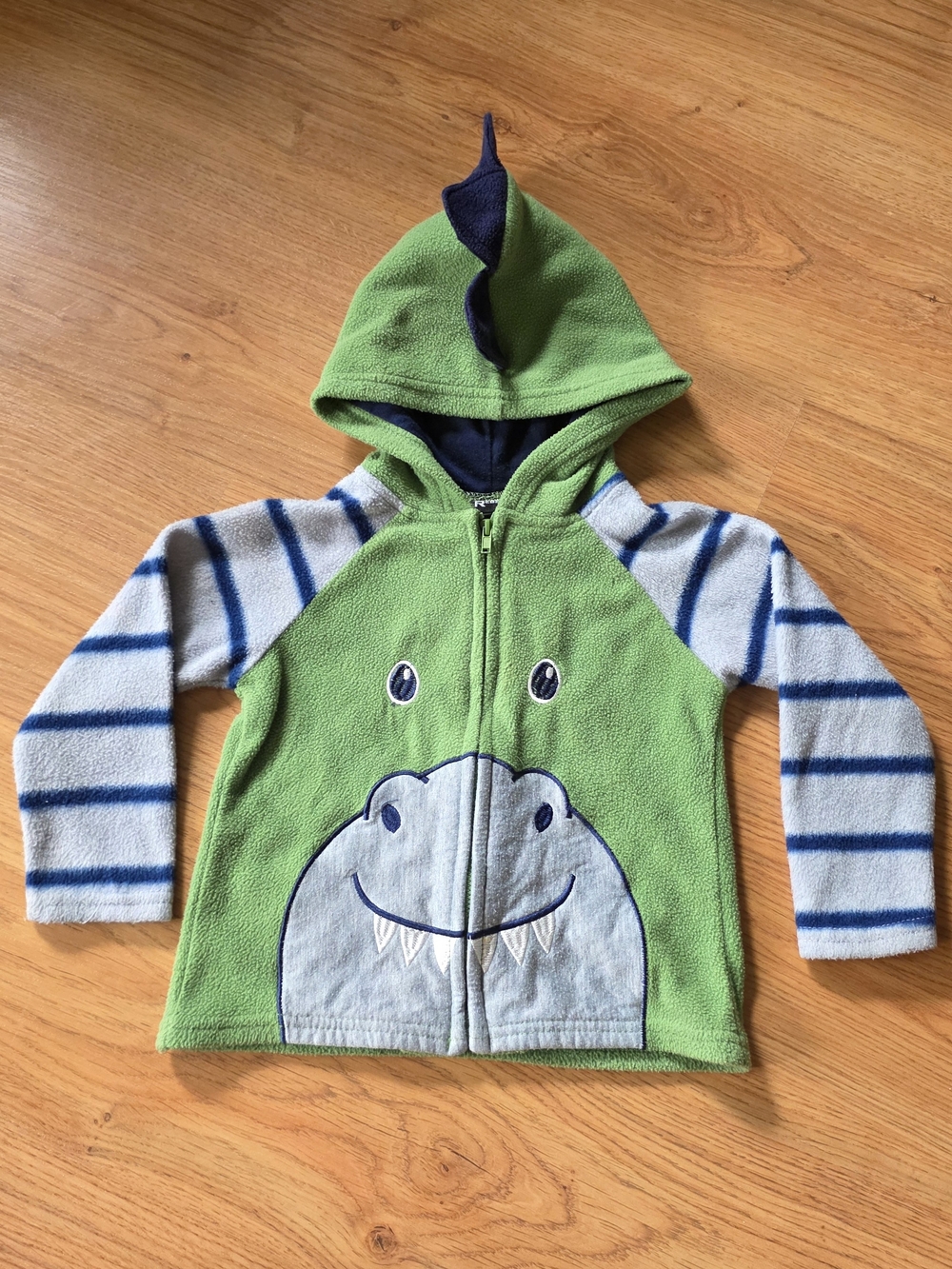 Green Dino Hooded Fleece Jacket for Kids
